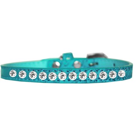 MIRAGE PET PRODUCTS One Row Clear Jewel Croc Dog CollarTurquoise Size 16 720-05 TQC16